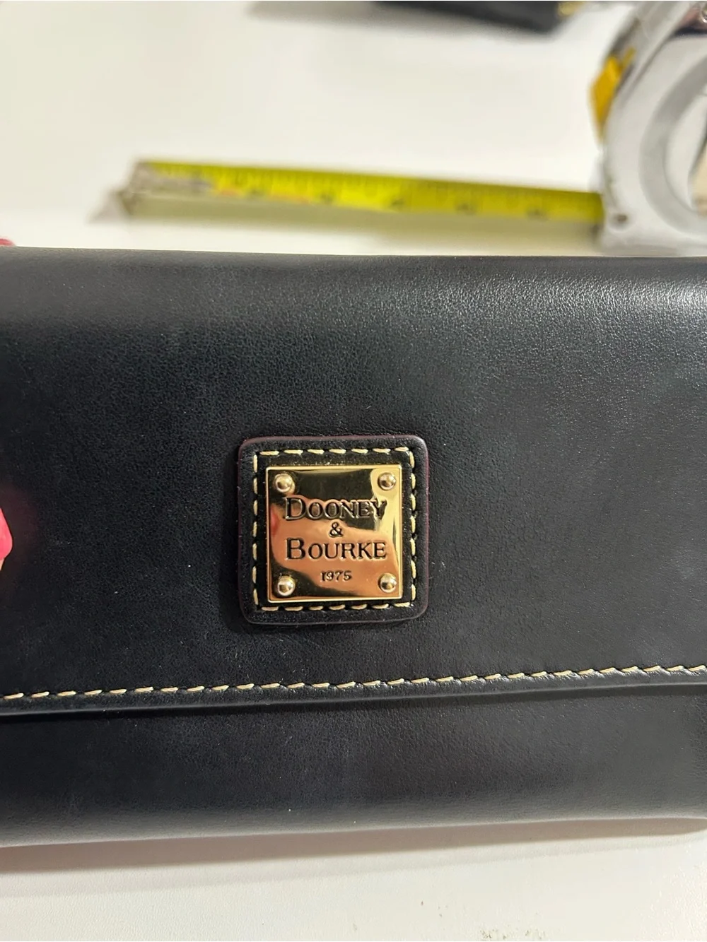 Dooney and Bourke Black Smooth Leather Fold Over Wallet - Picture 2 of 10